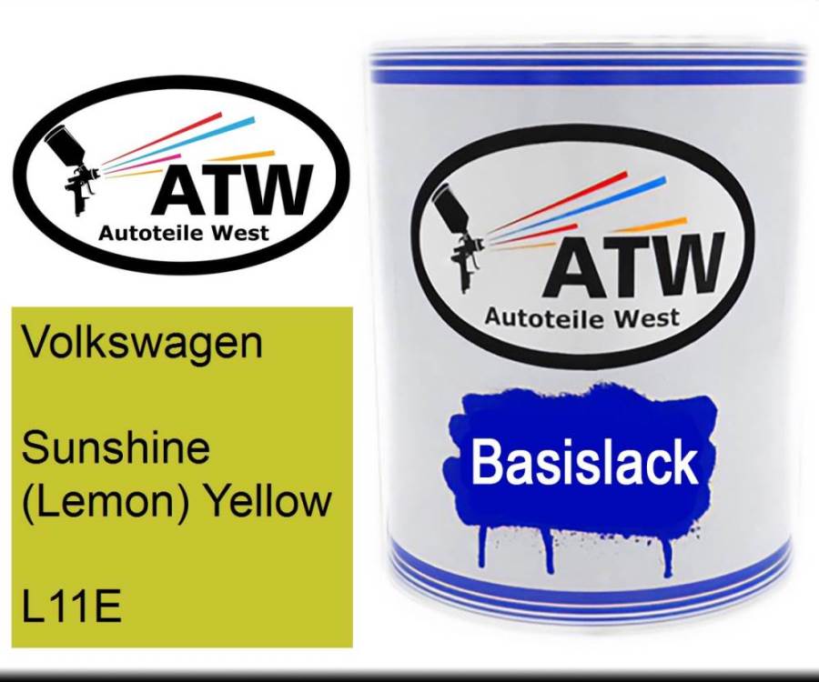 Volkswagen, Sunshine (Lemon) Yellow, L11E: 1L Lackdose, von ATW Autoteile West.